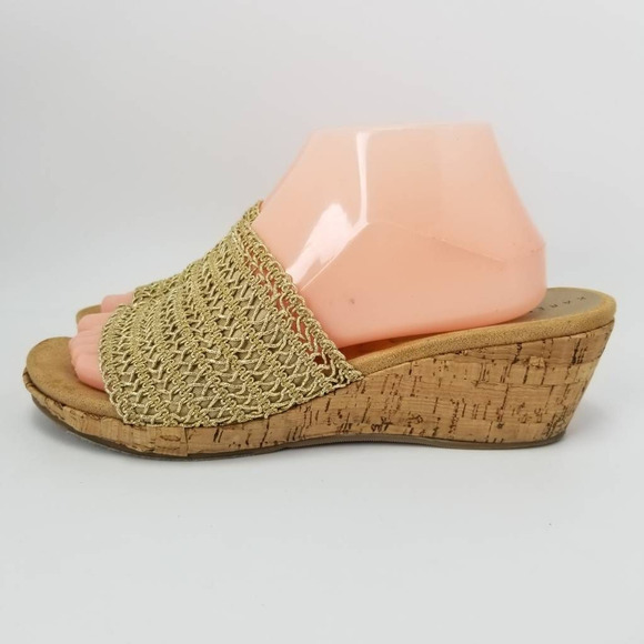 Karen Scott Womens Frankklyn Sandals Beige Cork Platform Heels Slip Ons 9 M - Picture 2 of 11